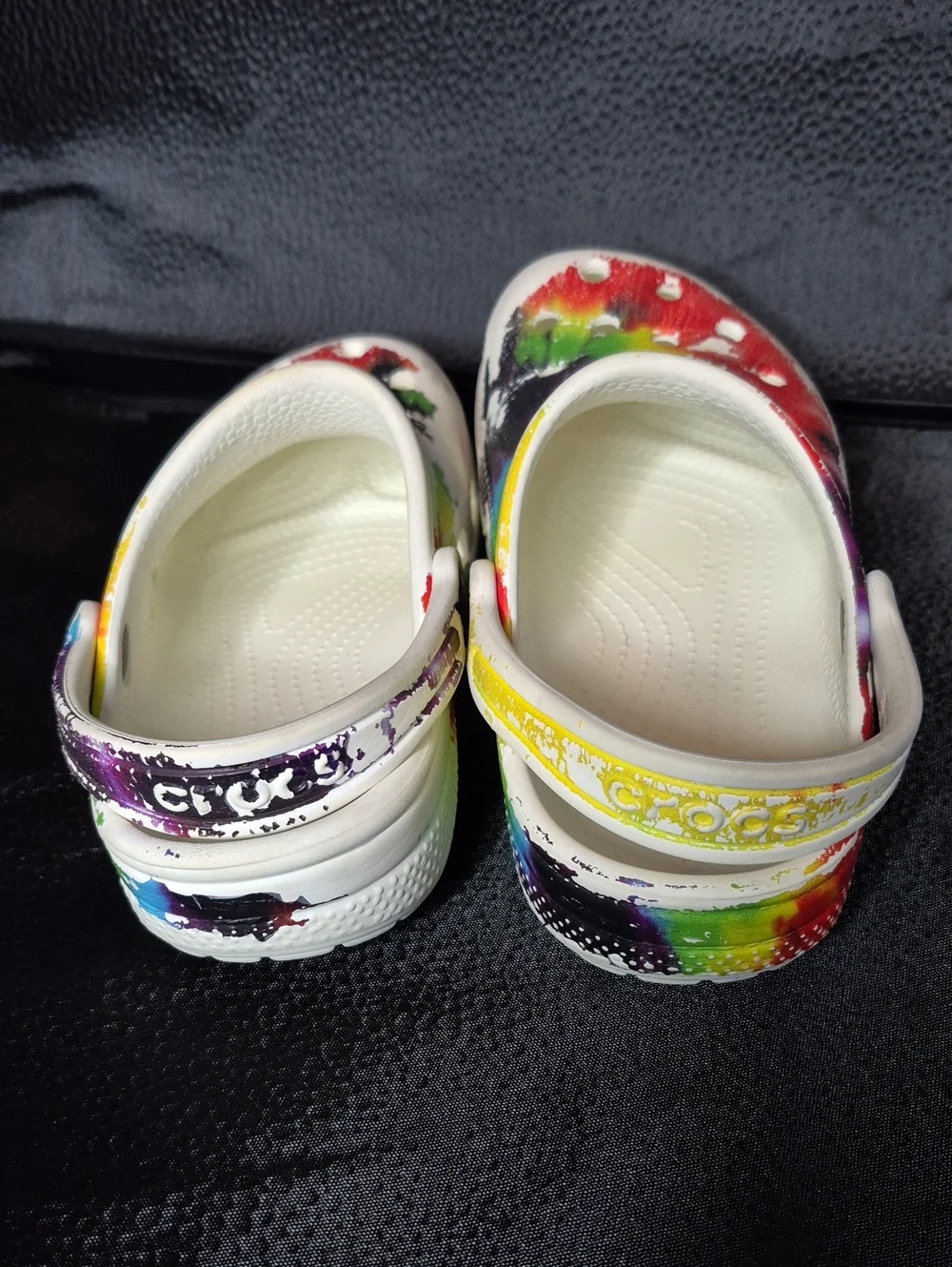 CROCS Kids 13 Classic Clog - White Rainbow Tie-Dye